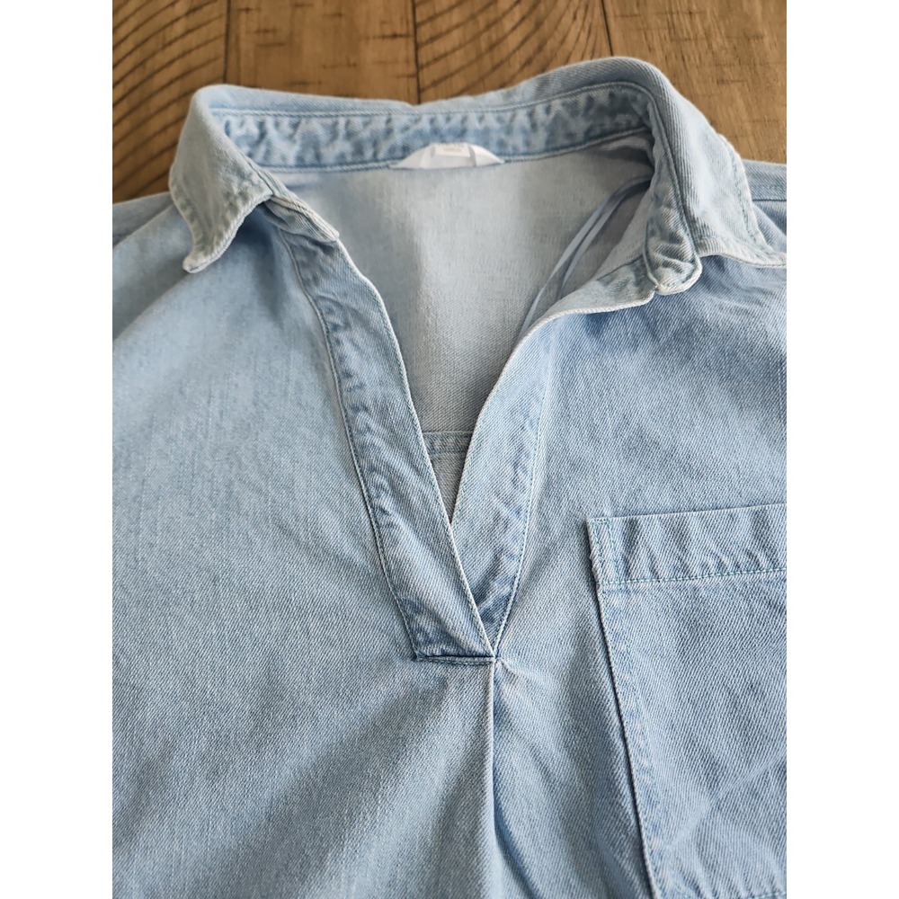 Time And Tru Denim Dress XL Blue Pockets Minimalist Cotton Basic Coastal Capsule - Picture 14 of 16